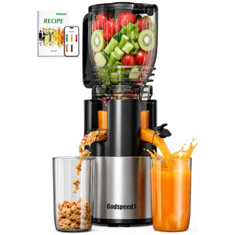 Cold Press Juicer - Kaltpress-Entsafter für den Heimgebrauch, Edelstahl, Silber,