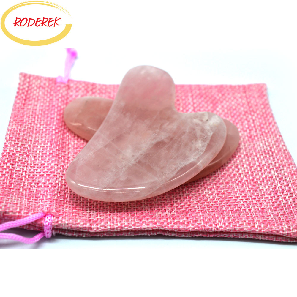 Jade Gua Sha Tool - Jade Guasha Platte Natürliche Rose Quarz