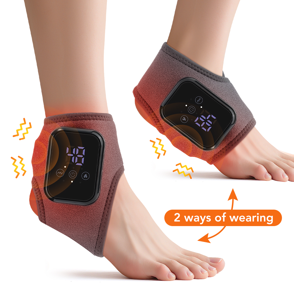 Ankle Brace Support - Elektrische Knöchelbandage, Fußwärmemassagegerät, 3-stufig verstellbar, heiße