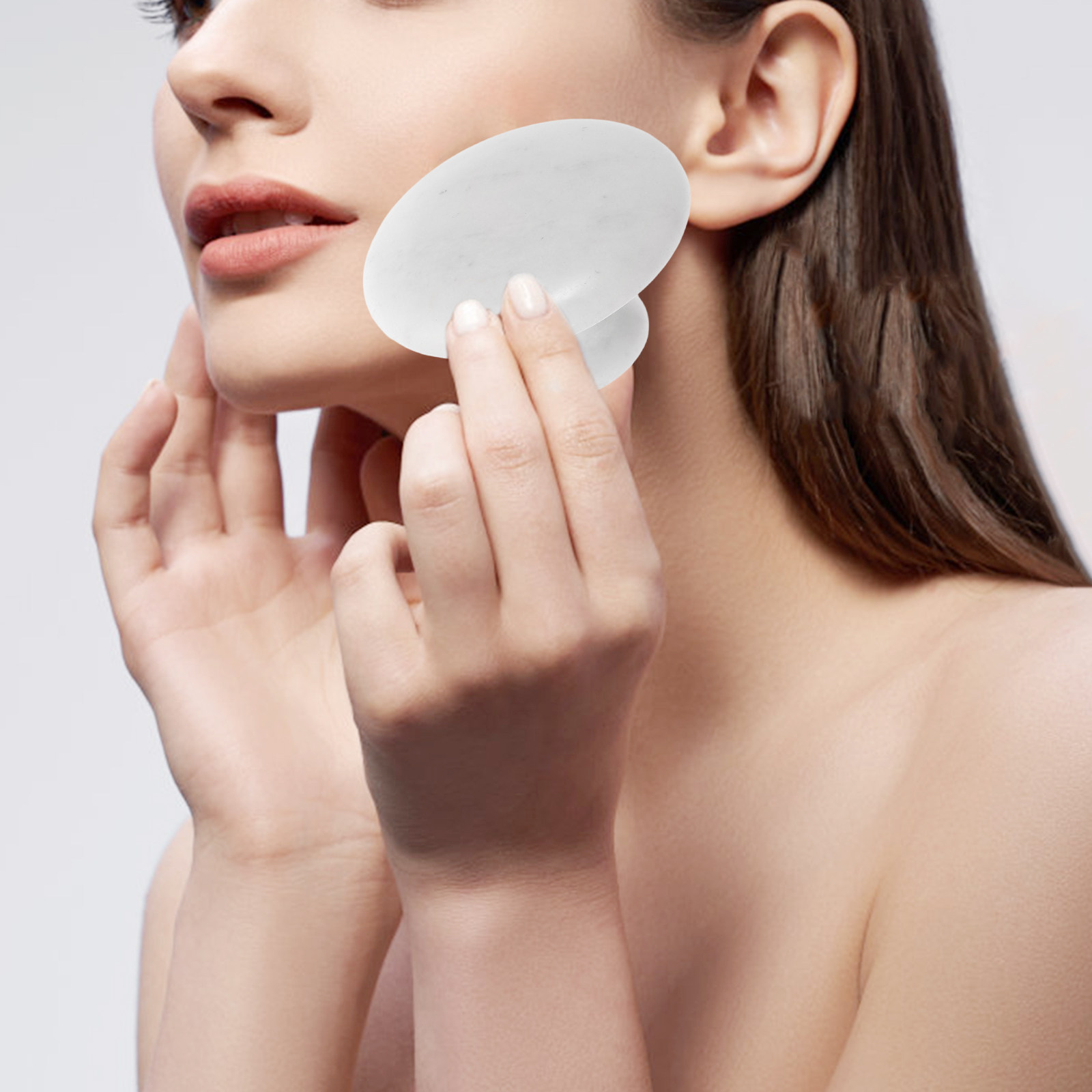 Jade Gua Sha Tool - Jade-Gesichtsmassageroller, weißer Pilz, Kalt-Warm-Massagegerät, Gesichts- und