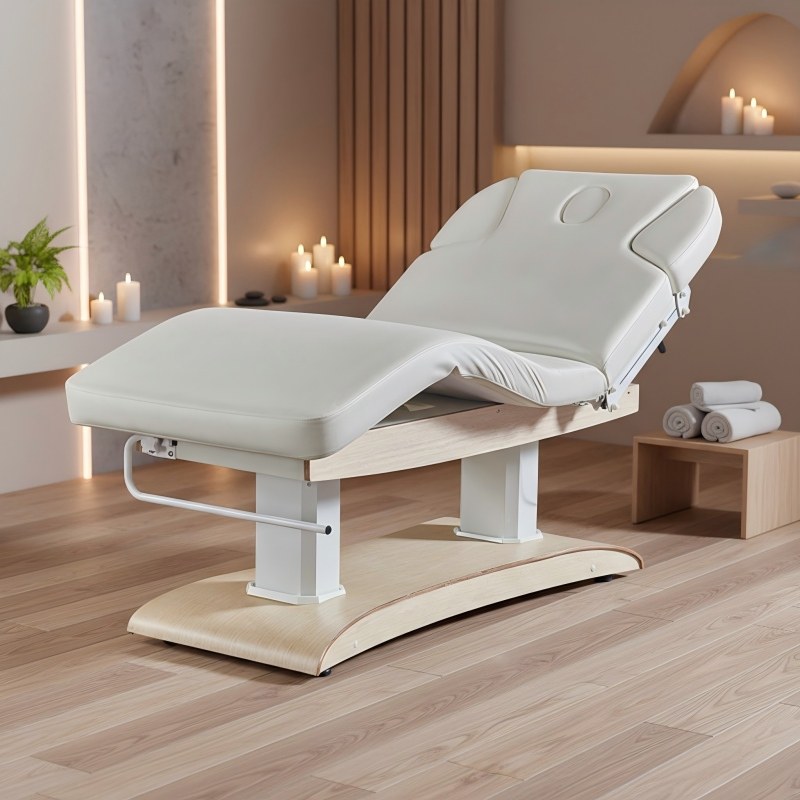 Health Wellness Center - Maßgefertigte Massageliege mit Holzmaserung Elektrischer Spa-Wellness-Tisch