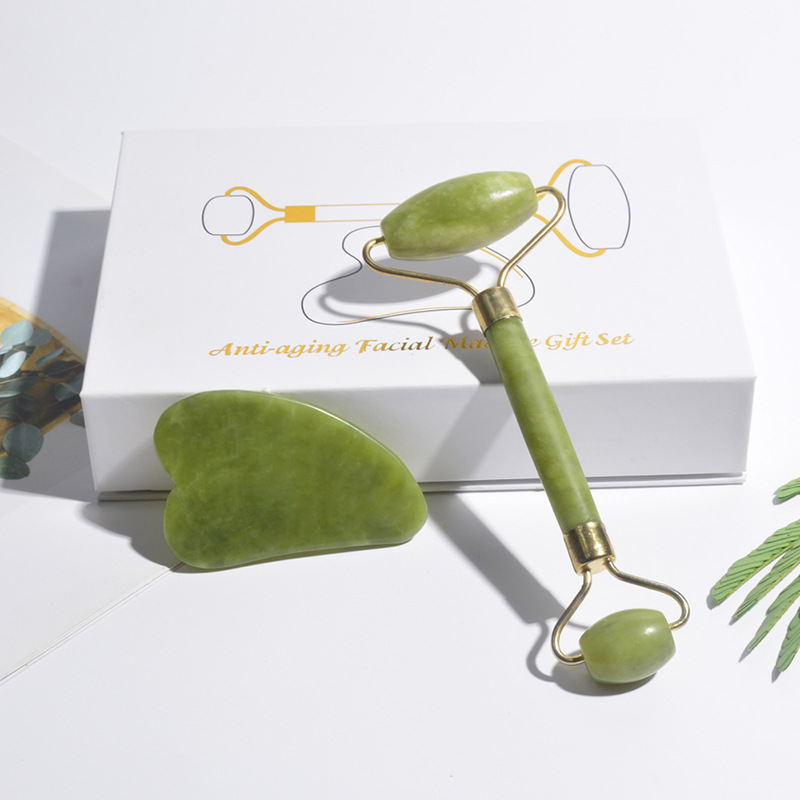 Jade Gua Sha Tool - Natürlicher Jade-Roller für Gesicht und Körper,